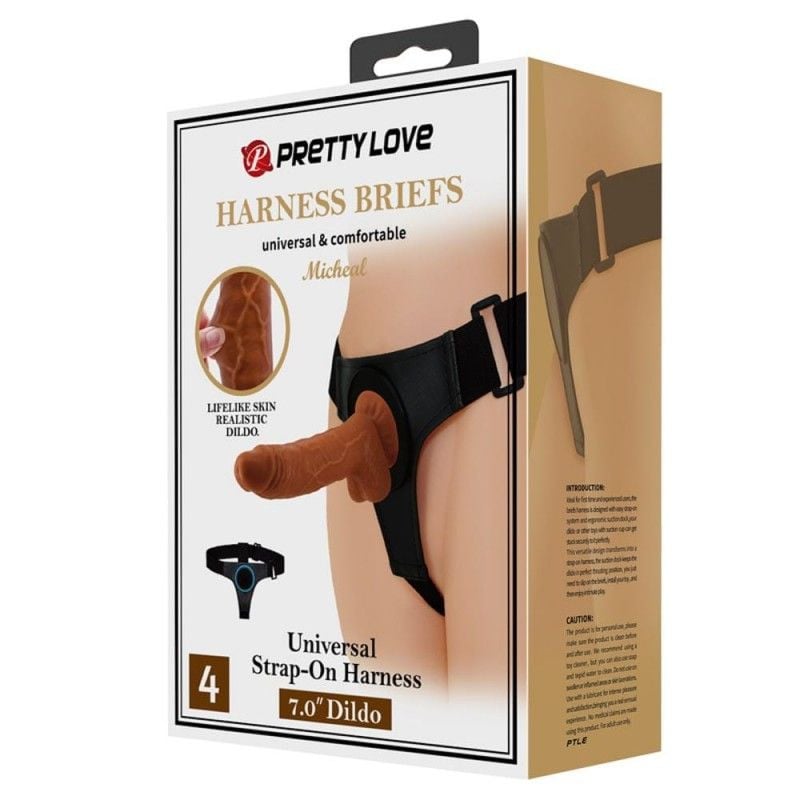 Strap-on cu dildo pentru femei Pretty Love Michael Harness Briefs