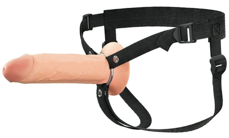 Strap-on cu extensie penis Hollow Silicone Strap-on 21.6cm