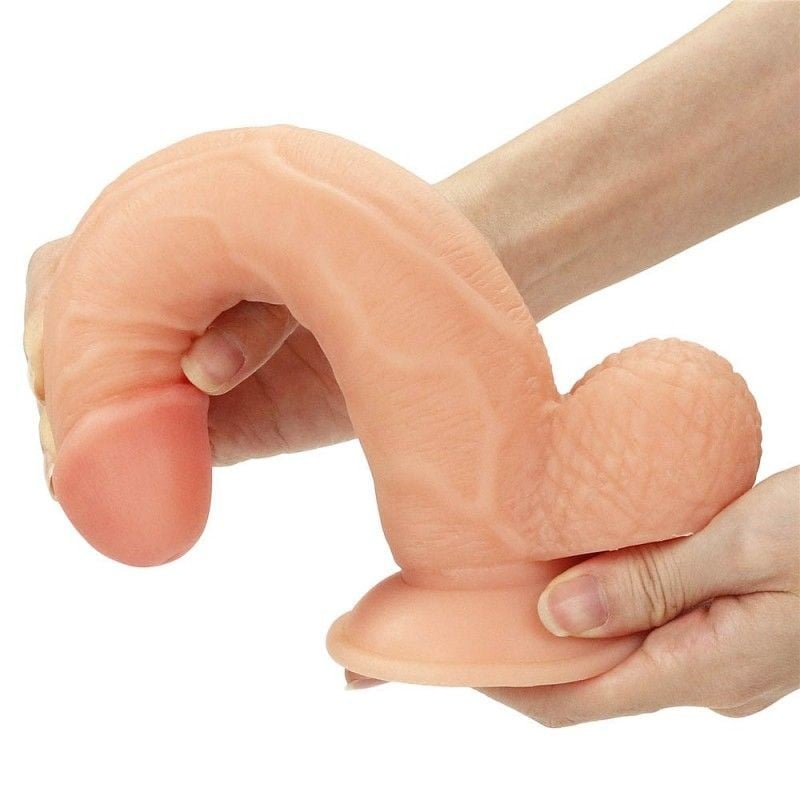 Strap-on cu ham si curea reglabile, prevazut cu dildo cu testicule 21.5cm