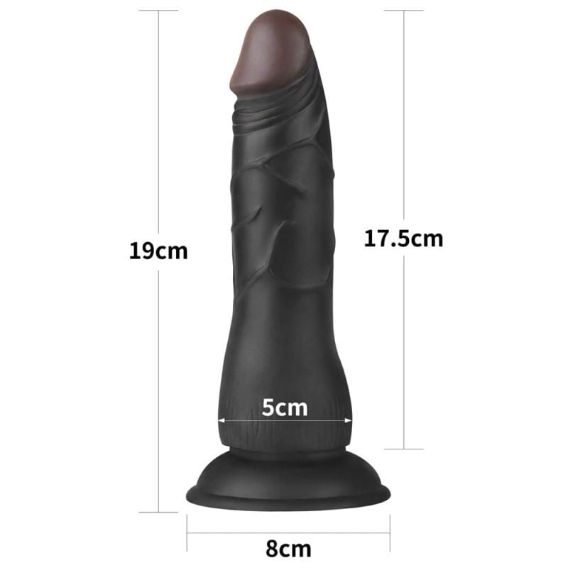 Strap-on cu ham si curea reglabile, prevazut cu dildo realist Black (19cm)