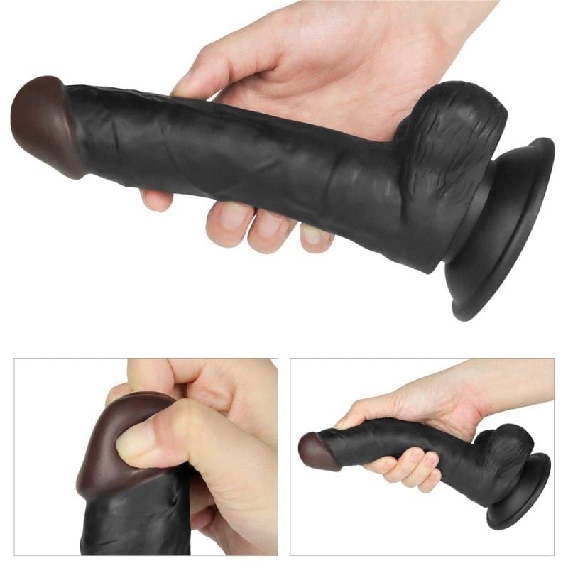 Strap-on cu ham si curea reglabile, prevazut cu dildo realist de 19cm - 3 | YEO