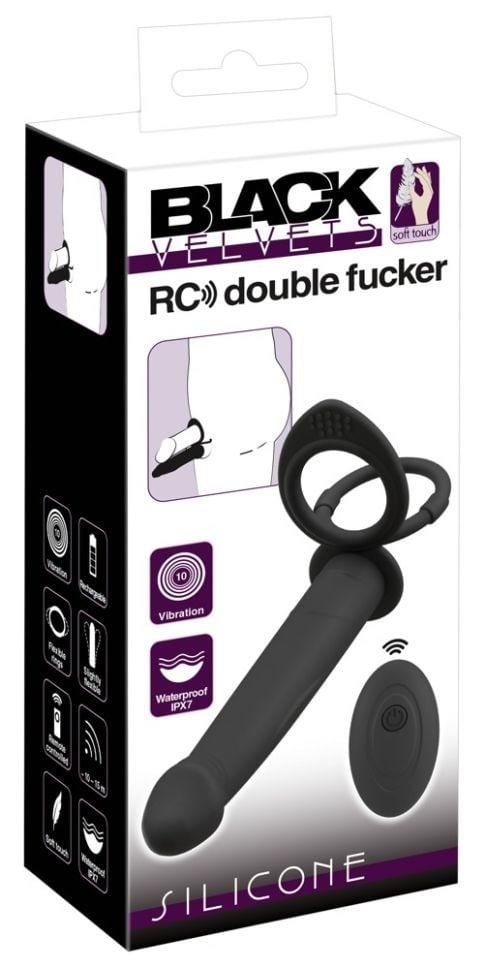 Vibrator anal din silicon cu inel pentru penis RC double fucker (13,1 cm)