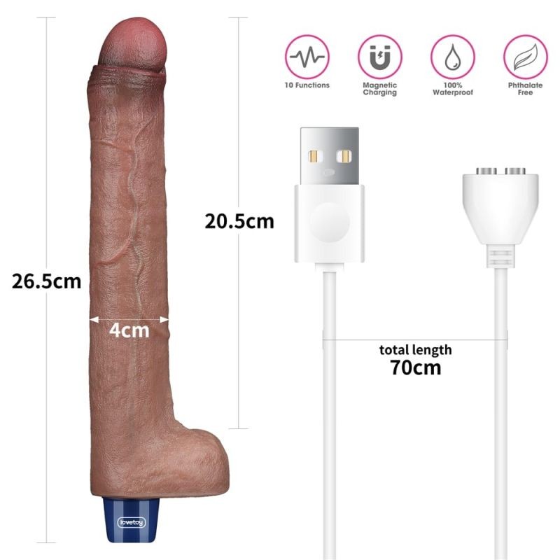 Vibrator clasic din silicon moale cu 10 moduri de vibratii REAL SOFTEE Rechargeable (26.5cm) - 1 | YEO