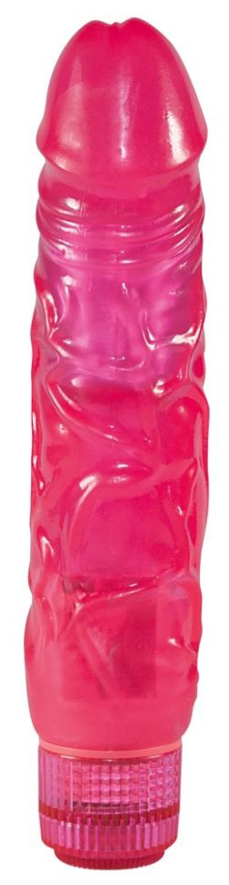 Vibrator clasic flexibil cu gland bombat si vene pronuntate Jelly Pink Love Large (22 cm)