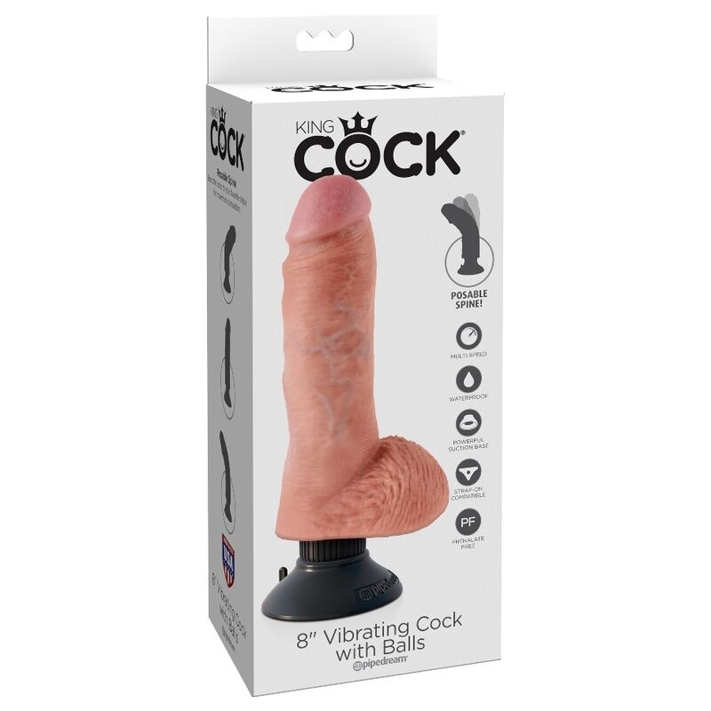 Vibrator clasic in forma de penis 20.3 cm King Cock Vibrating Dildo