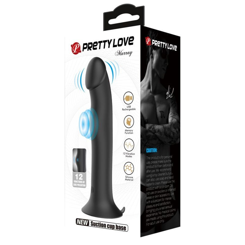 Vibrator cu ventuza, cu 12 functii de vibratie PRETTY LOVE MURRAY BLACK (19cm)