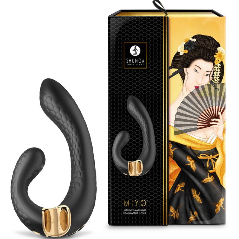 Vibrator de lux stimulator dublu SHUNGA - MIYO INTIMATE Negru