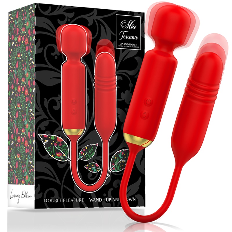 Vibrator dubla stimulare cu miscare sus jos MIA - TOSCANA Double Pleasure Wand + UP AND DOWN