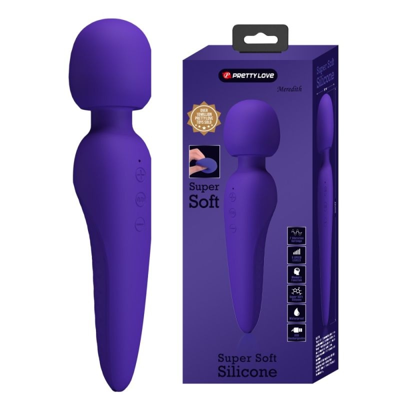 Vibrator Masaj Meredith, 7 Moduri Vibratii & 5 Intensitati Viteza, Silicon, USB, Purple, 21.5 cm