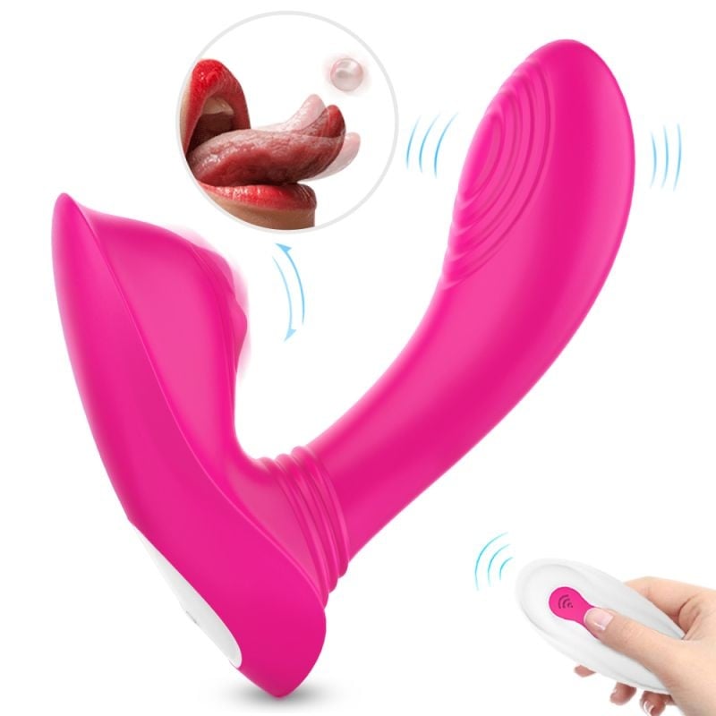 Vibrator pentru dubla stimulare clitoridiana si punct G Dublu Sweety, Roz (12.3cm)