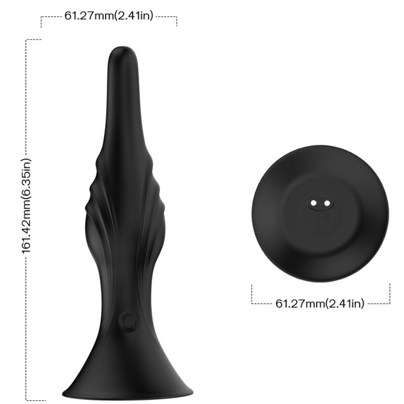 Vibrator plug anal cu vibratii si telecomanda ARMONY Negru 9 moduri de vibratii varf conic - 2 | YEO