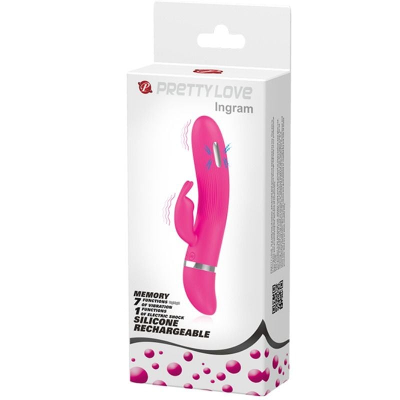 Vibrator rabbit din silicon, cu stimulare electrica Pretty Love Ingram (19.2cm)