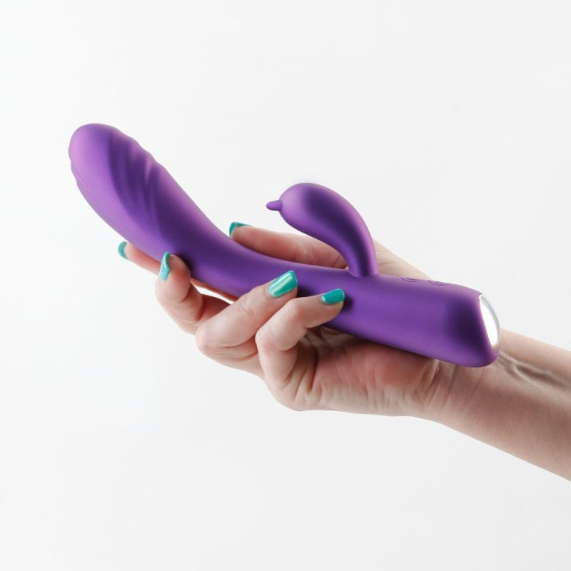 Vibrator rafinat din silicon, cu stimulator clitoridian Royals - Duchess -Metallic Purple (21.2cm)