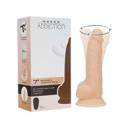 Vibrator realist cu telecomanda cu o ventuză puternică, 7 moduri de vibrație/rotație (17,8 cm)