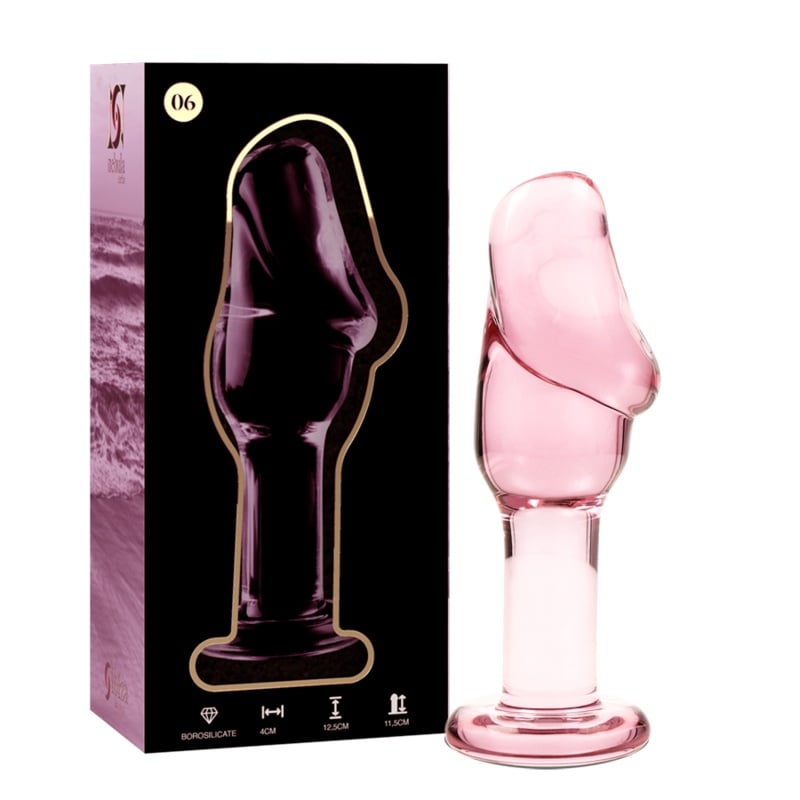 Anal Plug din sticla borosilcat roz 12,5 cm -O- 4 cm , Nebula series by Ibiza - Model 6