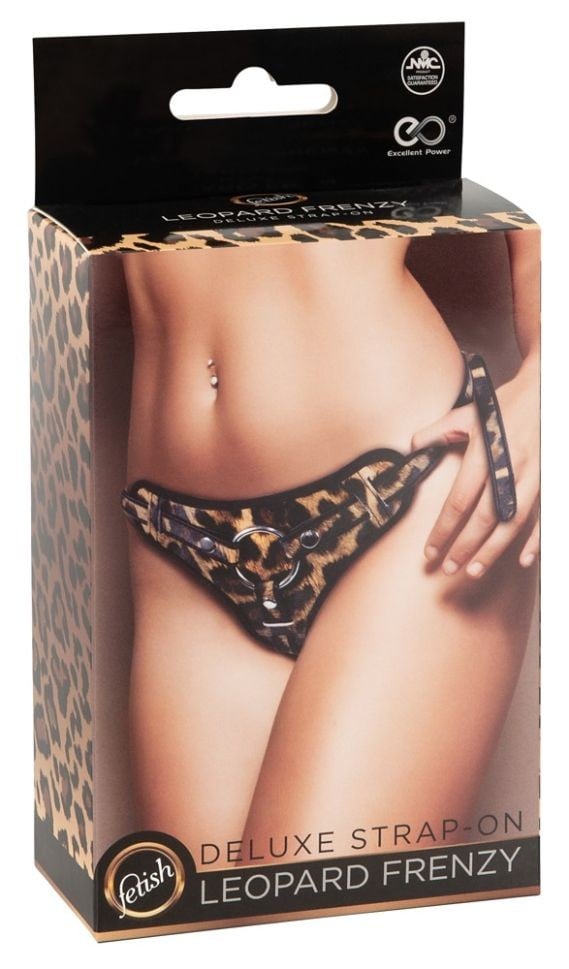 Chilot cu curea cu design cu imprimeu leopard Deluxe Strap-on - S/L