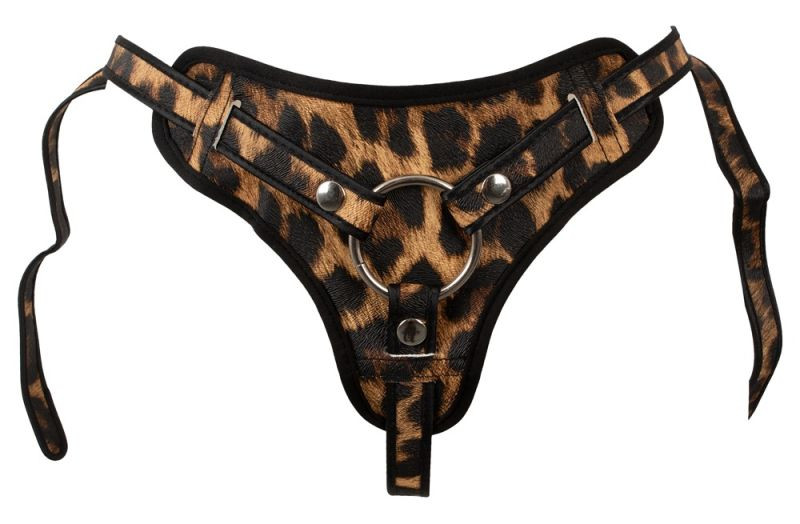 Chilot cu curea cu design cu imprimeu leopard Deluxe Strap-on - S/L