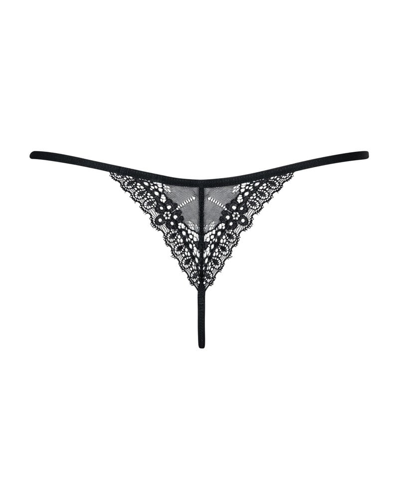 Chilot tanga din dantela fina cu motive florale Intensa thong, Obsessive, black - L/XL - 1 | YEO