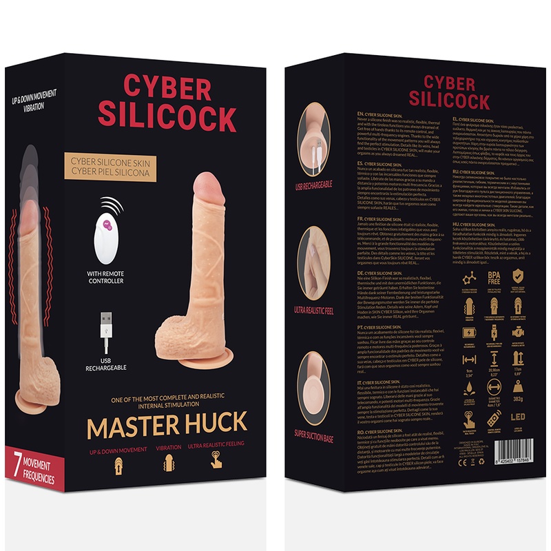 Dildo cu vibratii si miscare sus jos cu telecomanda CYBERSILICOCK Master Huck 20 cm diam 4 cm - 2 | YEO