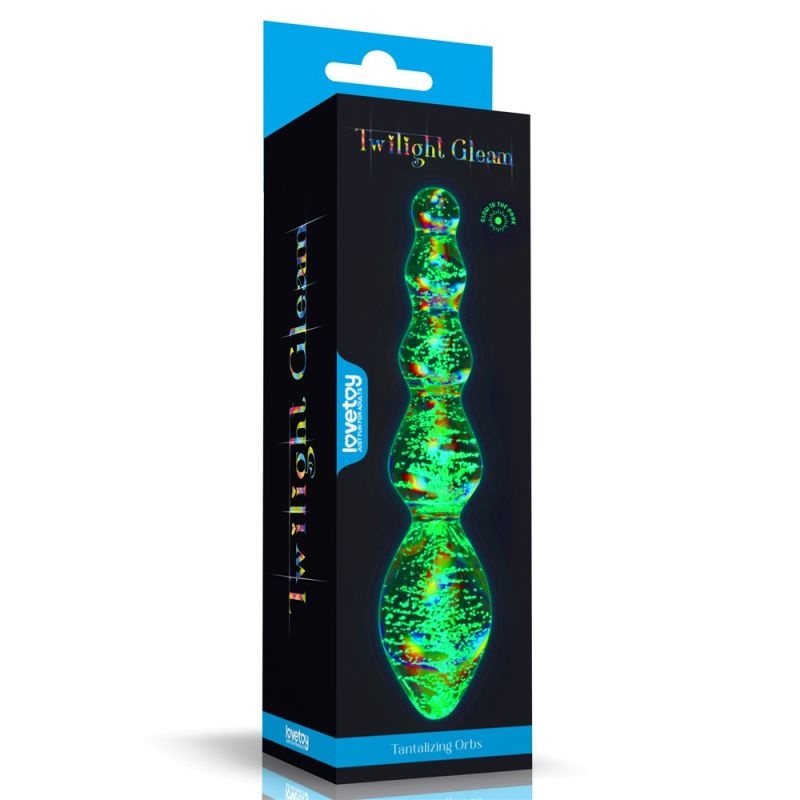 Dildo din sticla Glow-in-the-dark Twilight Gleam Glass Dildo-Tantalizing Orbs