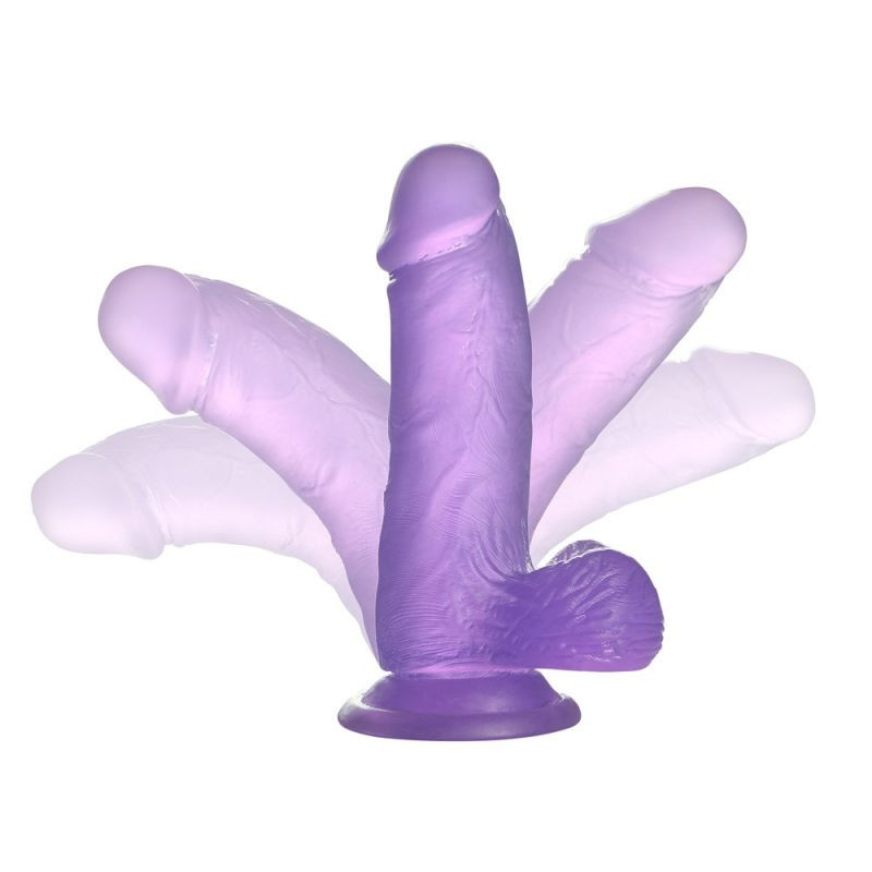 Dildo jelly mic realist cu ventuza 6" Jelly Studs Crystal Dildo Small - Purple