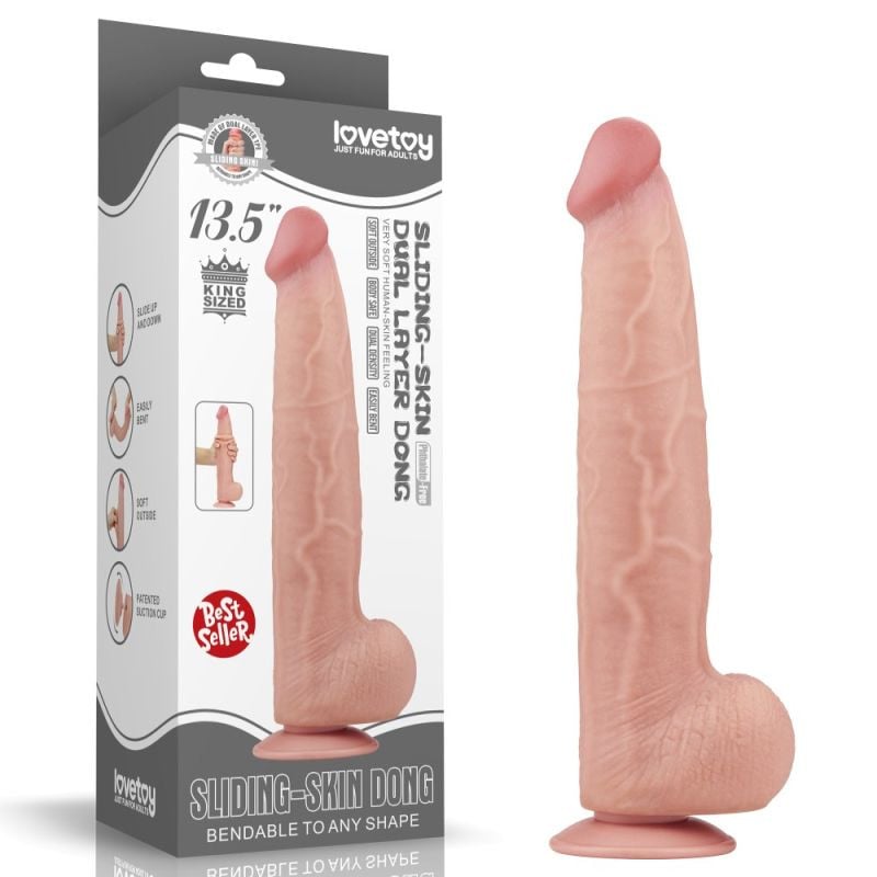 Dildo realist gigantic 13.5\'\' King Sized Sliding Skin Dual Layer Dong (34cm)