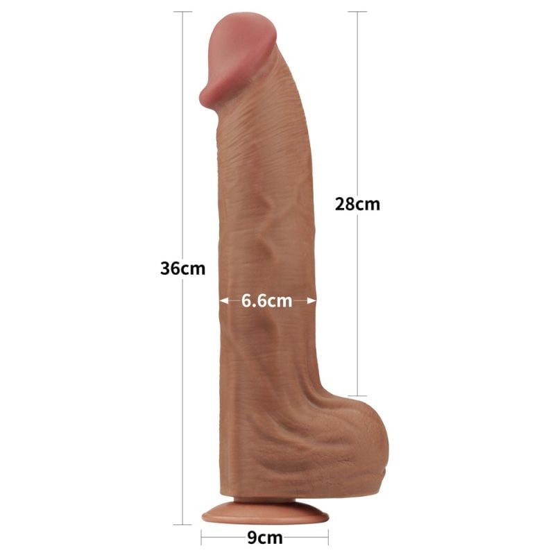 Dildo realist gigantic cu doua straturi 14\'\' King Sized Sliding Skin Dual Layer Dong Brown (36cm) - 1 | YEO