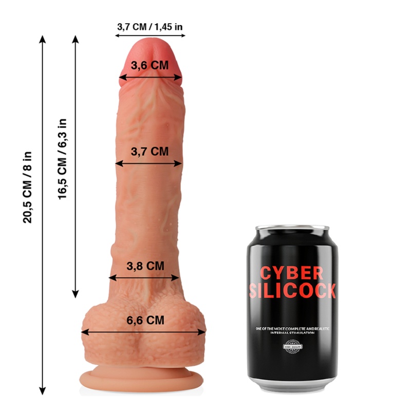 Dildo ultra-realist din silicon lichid moale CYBER SILICOCK CONNOR lungime 20.5 CM diametru 3.7 CM