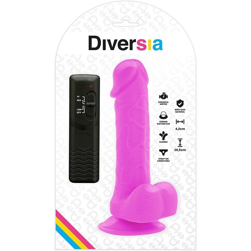 Dildo vibrator flexibil mov 20 cm diametru 4.2 cm Diversia - 1 | YEO