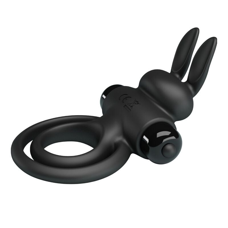 Inel penis cu stimulare clitoridiana Pretty Love Vibro Penis Ring Bunny III Black - 3 | YEO