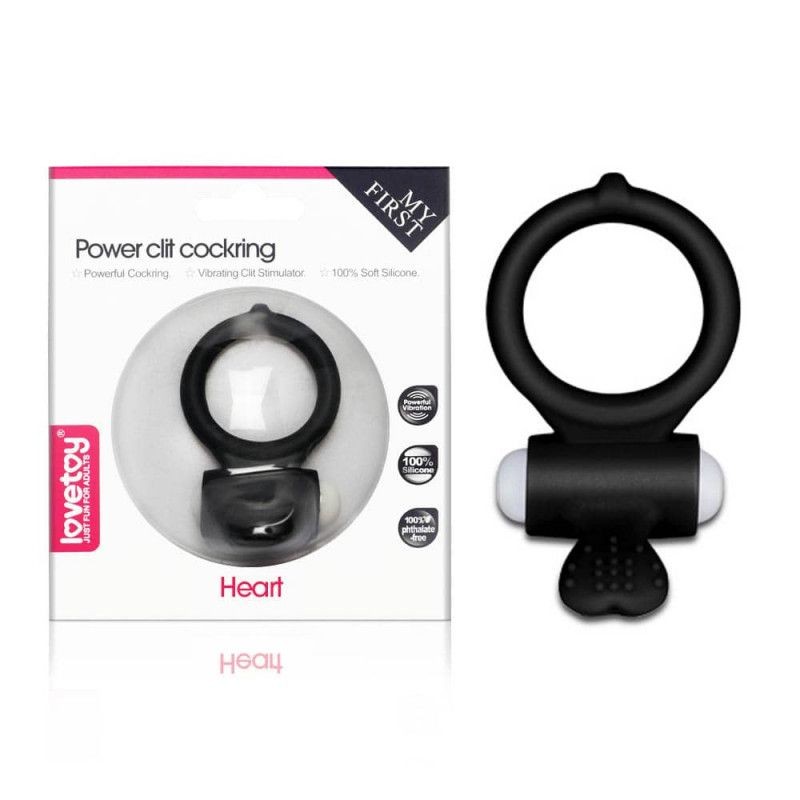 Inel vibrator puternic cu o singura viteza Power Clit Cockring Black 1