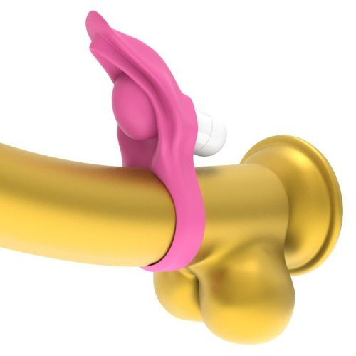 Inel vibrator puternic din silicon cu o singura viteza Power Clit Cockring Pink