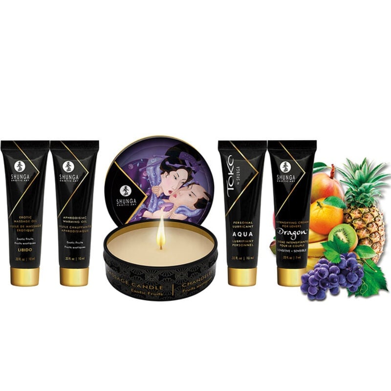 Kit masaj erotic pentru cupluri Shunga - Secret Geisha Exotic Fruits Kit