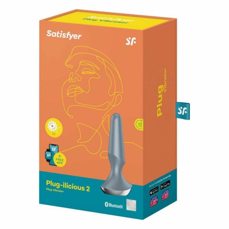 Plug anal din silicon SATISFYER Plug-ilicious 2 ice blue - Reincarcabil