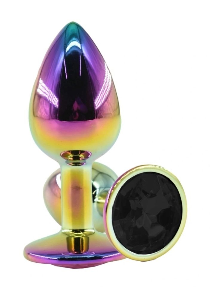 Plug metalic mic Metal Anal Plug, Small, Multicolor, Black Crystal