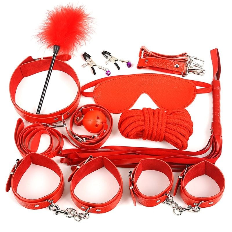 Set complet Bondage format din 10 piese Sublime Surrender BDSM Set, 10 Pieces, Red