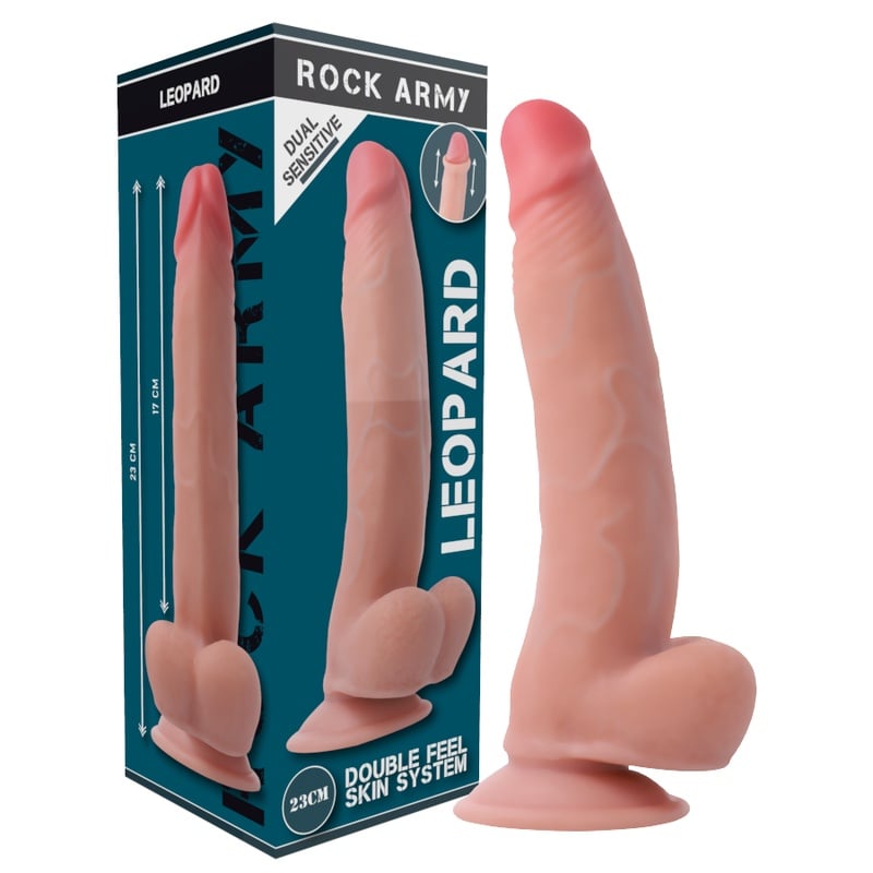 Strapon cu Dildo realistic Dual Density Leopard Dimensiune: 23 cm x 4,77 cm - 1 | YEO