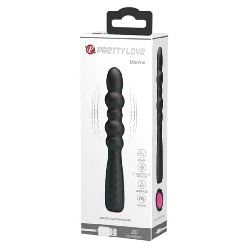 Vibrator anal 12 functii de vibratie Pretty Love Monroe Black 18.5cm