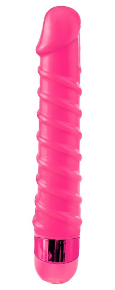 Vibrator clasic subtire cu gland pronuntat si vibratie Candy Twirl Massager (16,2 cm) - 1 | YEO