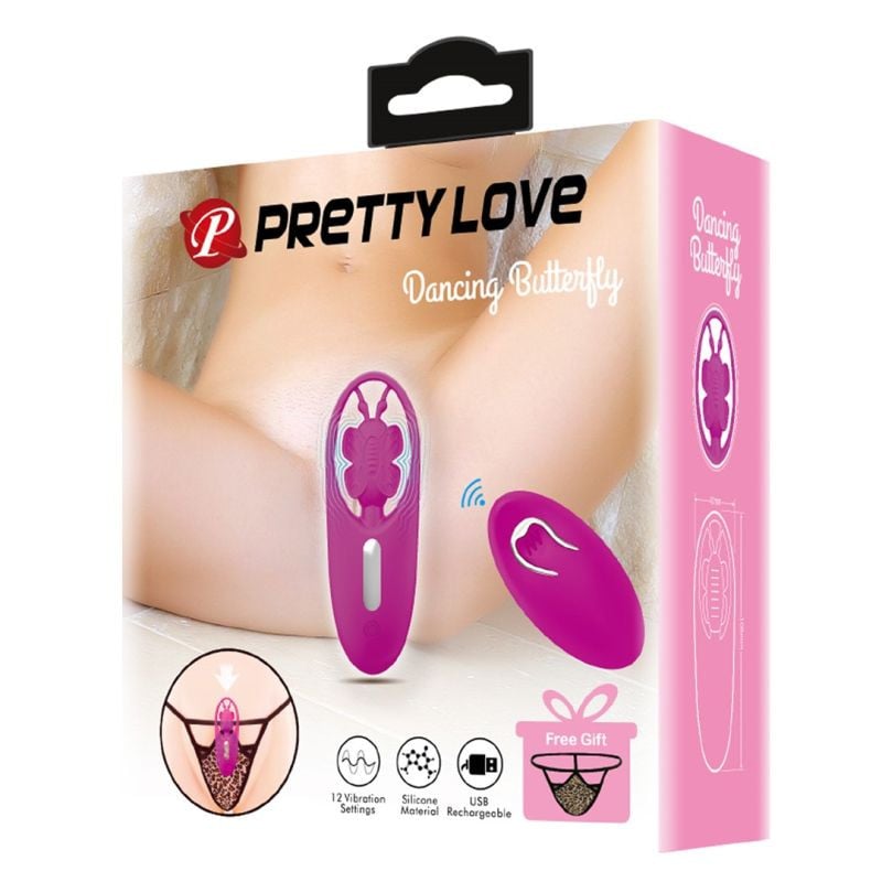 Vibrator clitoridian cu 12 moduri de vibratie PRETTY LOVE – DANCING BUTTERFLY (10.8cm)