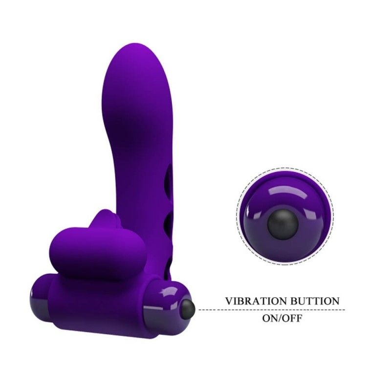 Vibrator cu manson pentru degete cu stimulator pentru clitoris Pretty Love Orlando Purple (9cm) - 1 | YEO