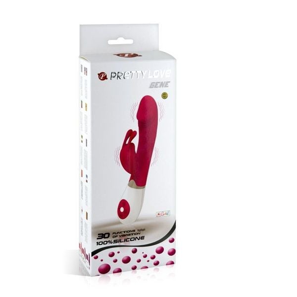 Vibrator cu stimulator clitoridian sub forma de iepuras Pretty Love Gene 20cm