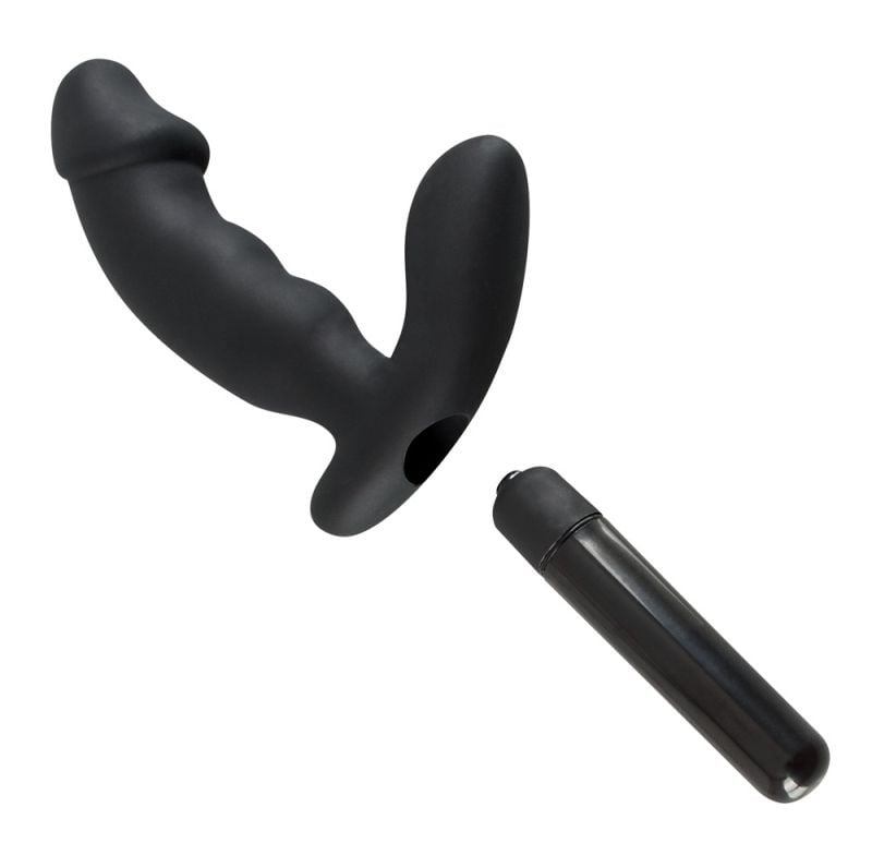 Vibrator negru cu ax ușor ondulat și gland mare la vârf Prostate Vibrator (15 cm) - 2 | YEO