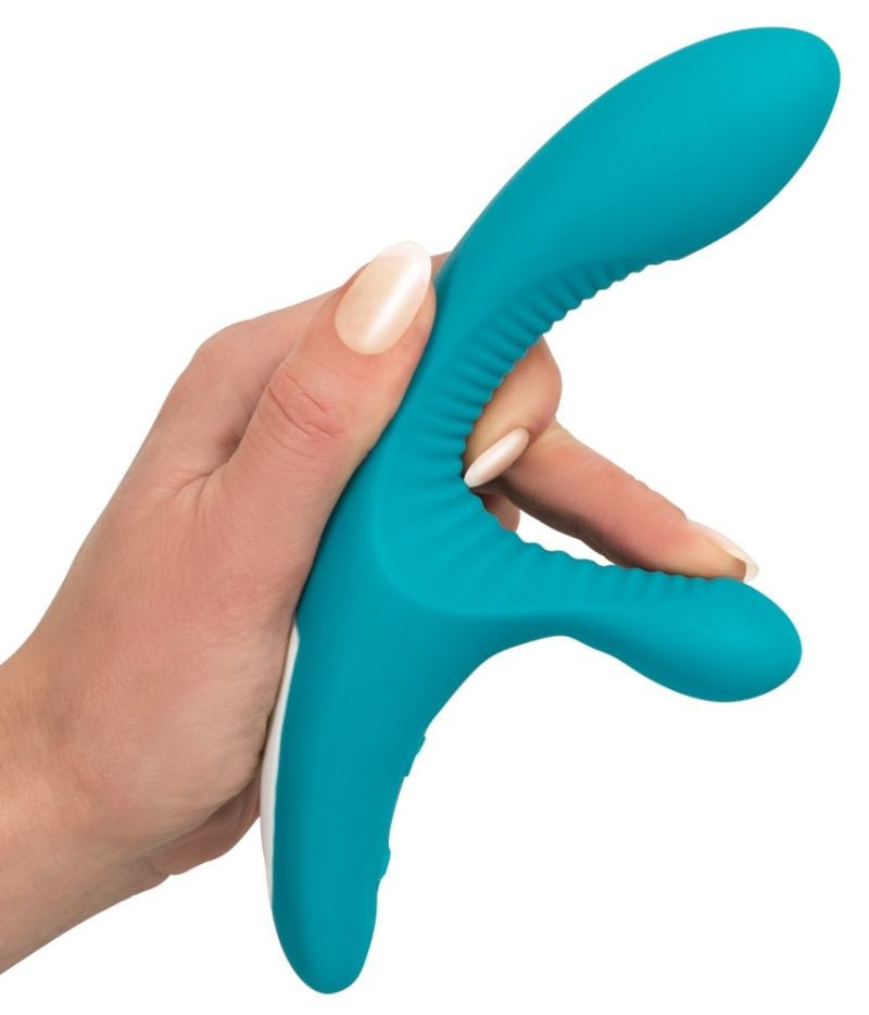 Vibrator rabbit cu dubla stimulare, moale catifelat cu 2 motoare JAVIDA VIBE (18.4cm) - Reincarcabil