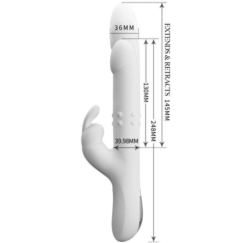 Vibrator Rabbit cu vibrații, împingeri și rotații PRETTY LOVE – REESE (24.8cm)