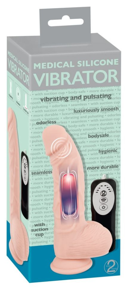 Vibrator realist Medical Silicone Pulsating Vibrator 20cm lungime de insertie 14 cm