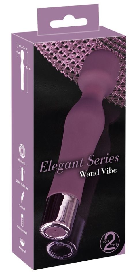 Vibrator Wand 15 moduri de vibratie Elegant Vibe (18,4 cm)