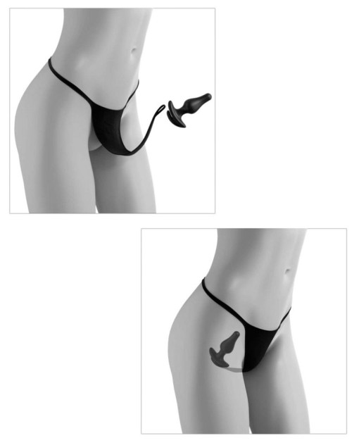 Chilot cu dop anal Crotchless Secret Gem, black (XL-XXL) - Img 2