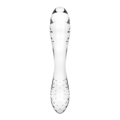 Dildo din sticla borosilicata solida cu doua capete Satisfyer Dazzling Crystal 1 transparent (18.2cm)