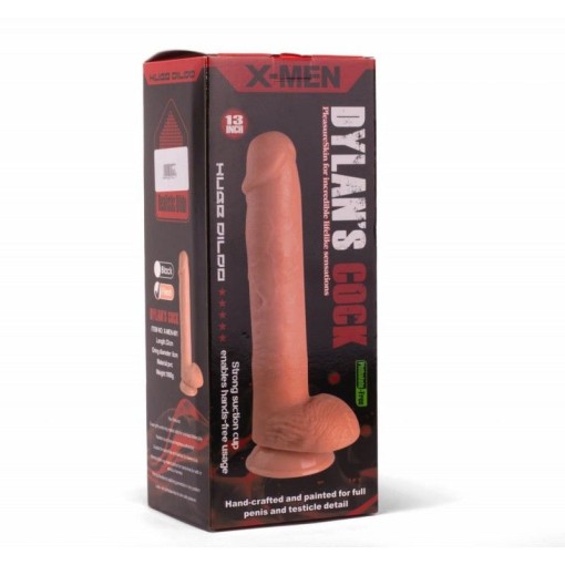 Dildo  gigantic cu testicule si ventuza de fixare X-MEN Dylan's Cock 32cm x 6cm
